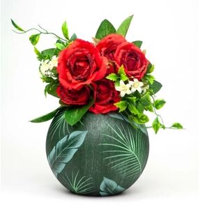 SOLD!! Floral Green Round Vase